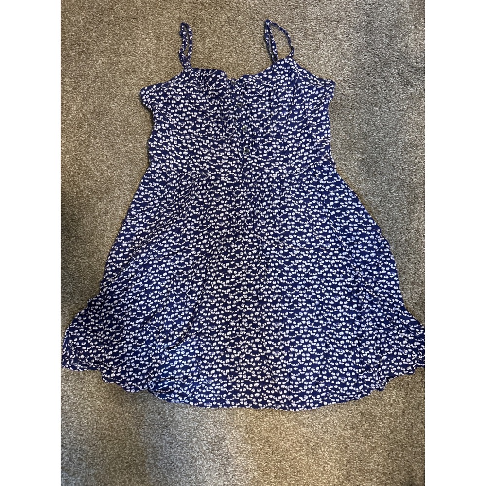 Express Sundress Womens Medium Blue Excellent Ditsy Floral Smocked Mini Dress